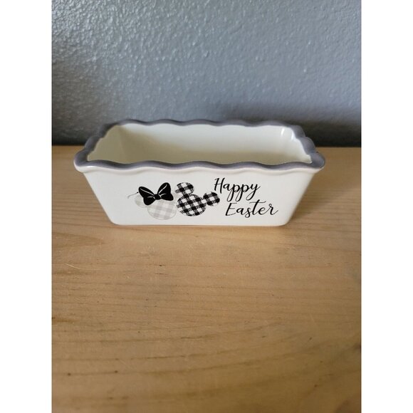 Disney Easter Mini Loaf Pan / Dish Mickey Mouse Minnie Mouse NWOT - Picture 1 of 6